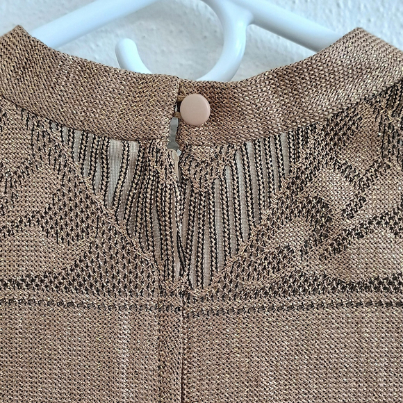 NWT Vintage Damianou Sparkly Gold Cutout Formal Flapper Dress Long Sleeve Size L - Picture 11 of 15